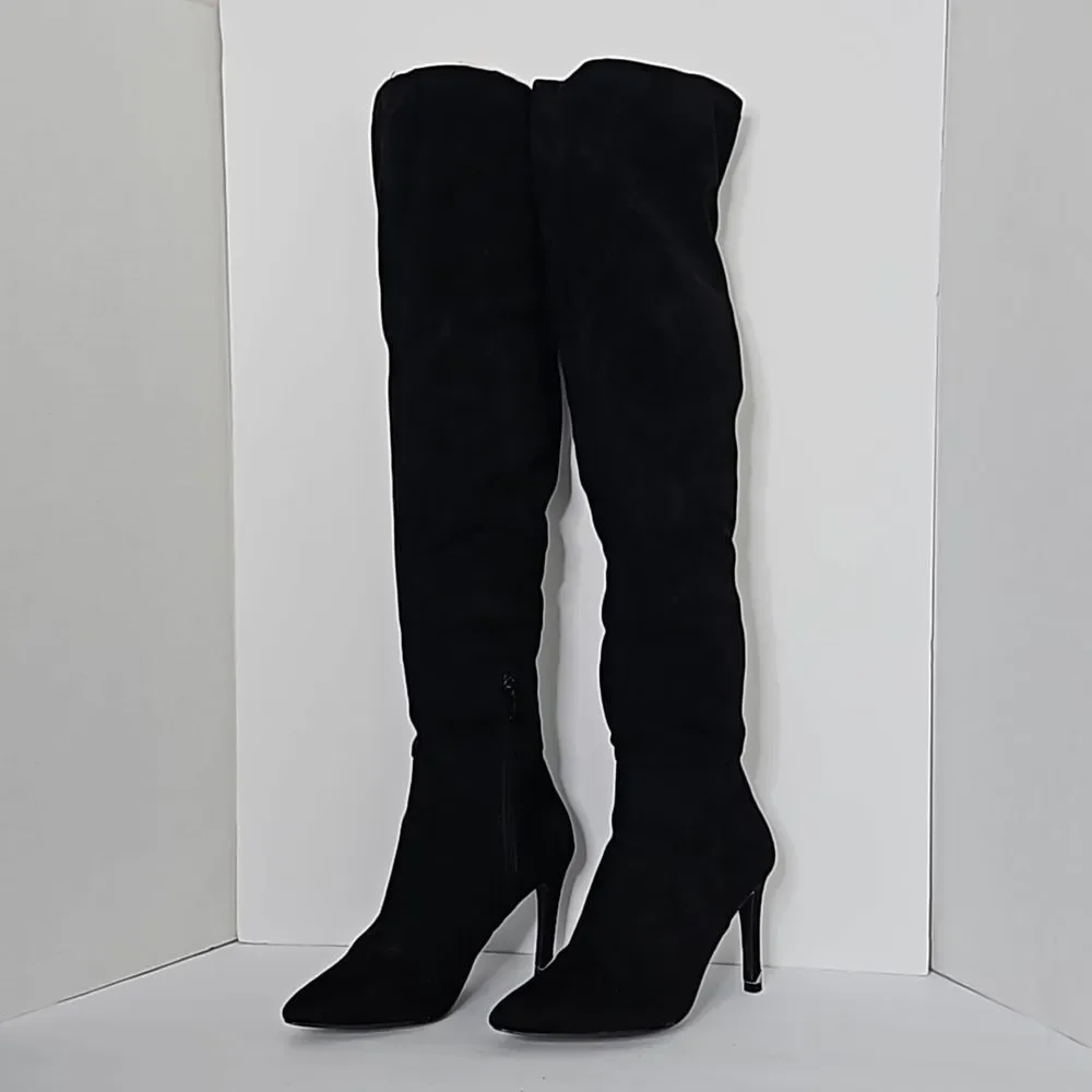 Call It Spring Thigh High Black Boots Nubuck Rosenman Size 6/36